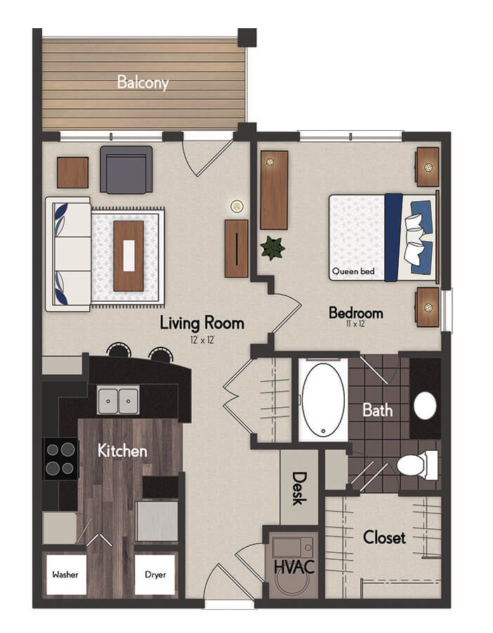 Adel 1 Bedroom Floorplan