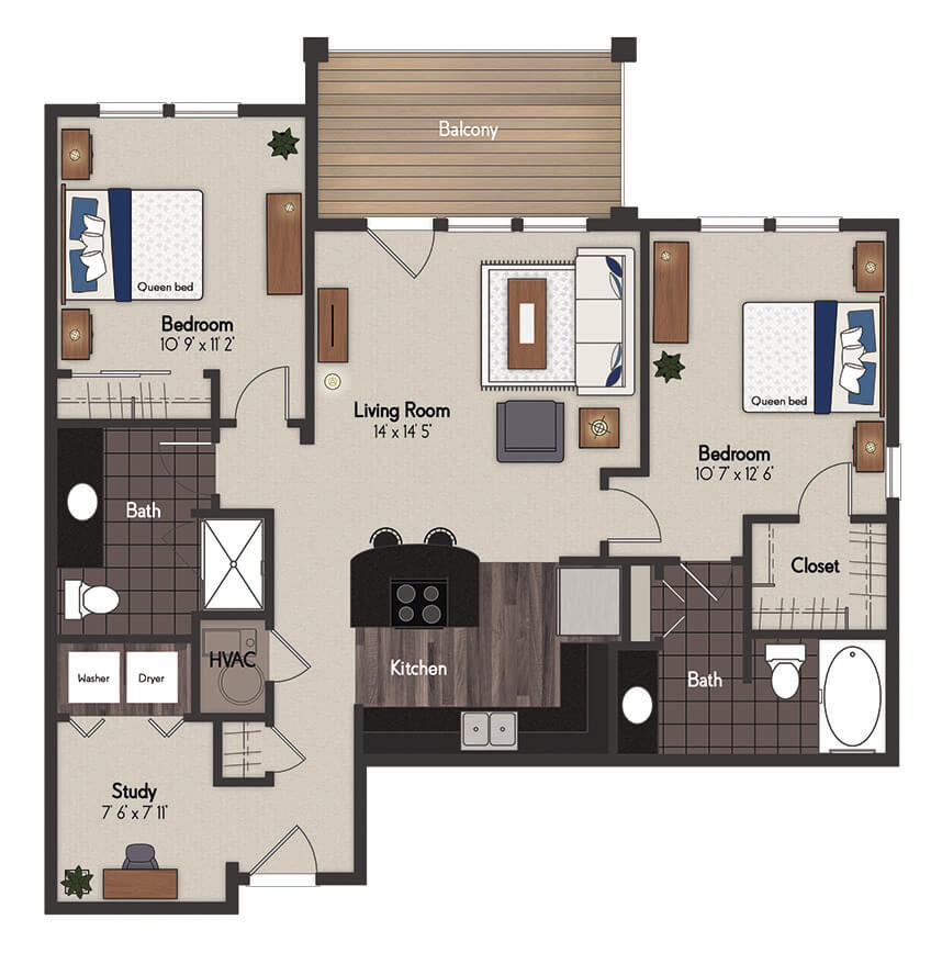 Aksarben 2 Bedroom Floorplan