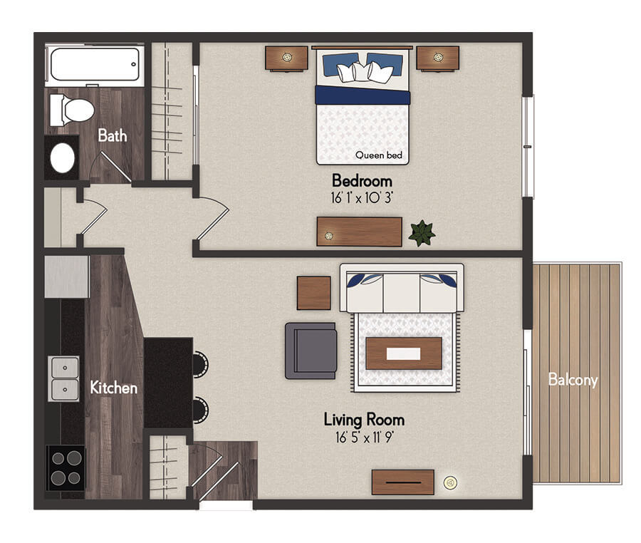 Alpine A 1 Bedroom Floorplan