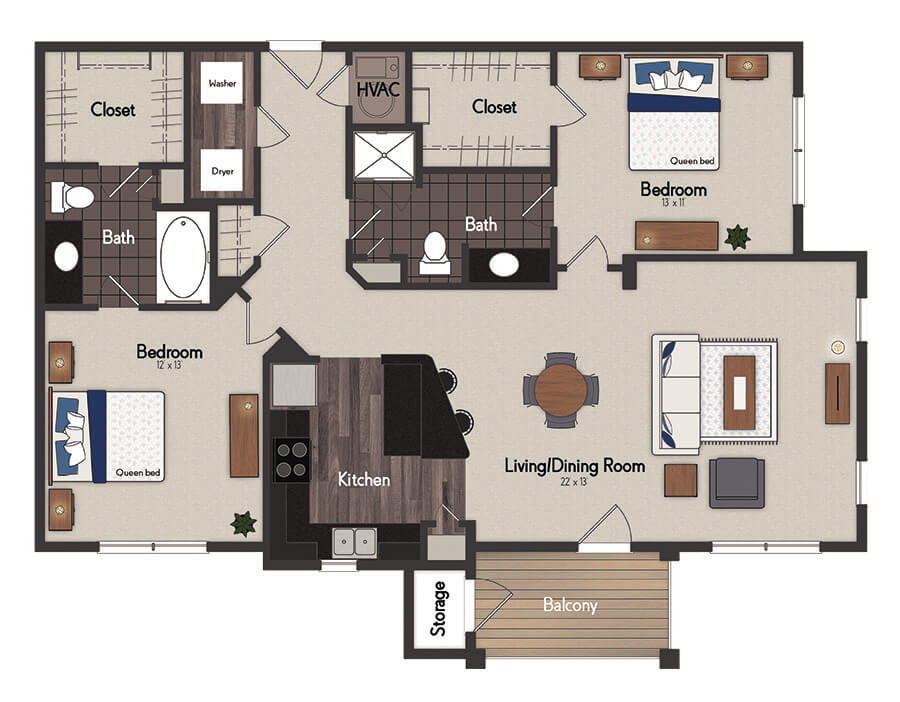 Barrington 2 Bedroom Floorplan