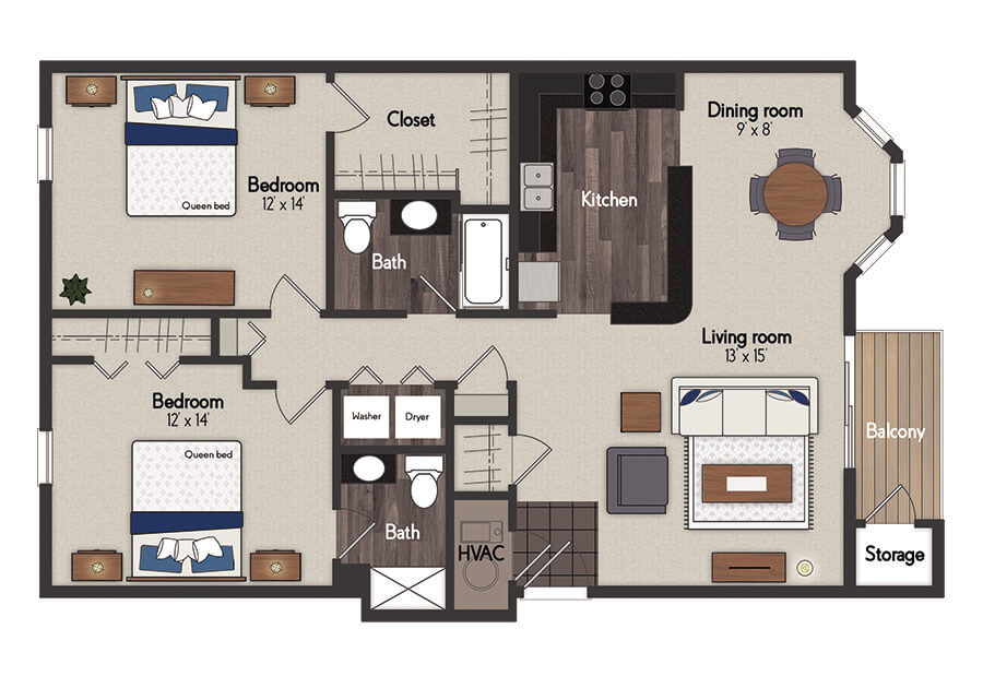 Big Sioux 2 Bedroom Floorplan