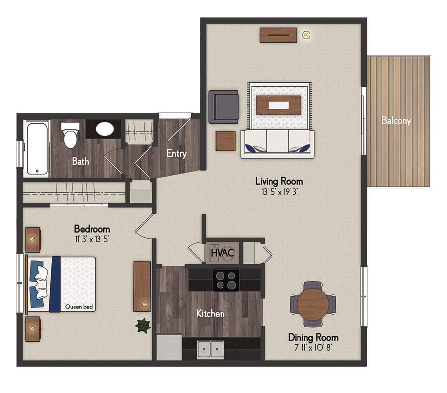Briar 1 Bedroom Floorplan