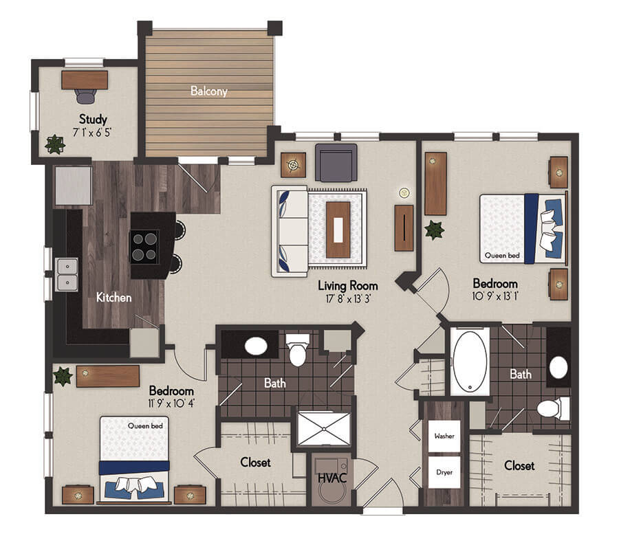 Brooklyn 2 Bedroom Floorplan