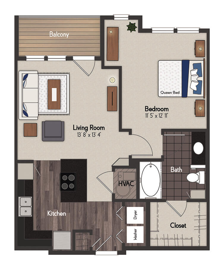 Cambridge 1 Bedroom Floorplan