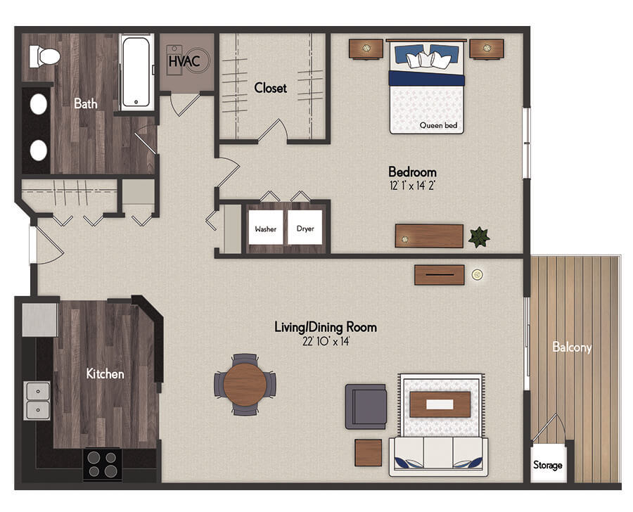 Catalina 1 Bedroom Floorplan