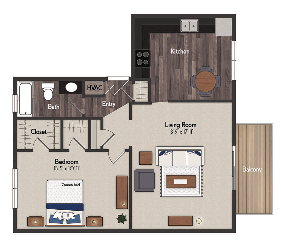 Chateau 1 Bedroom Floorplan