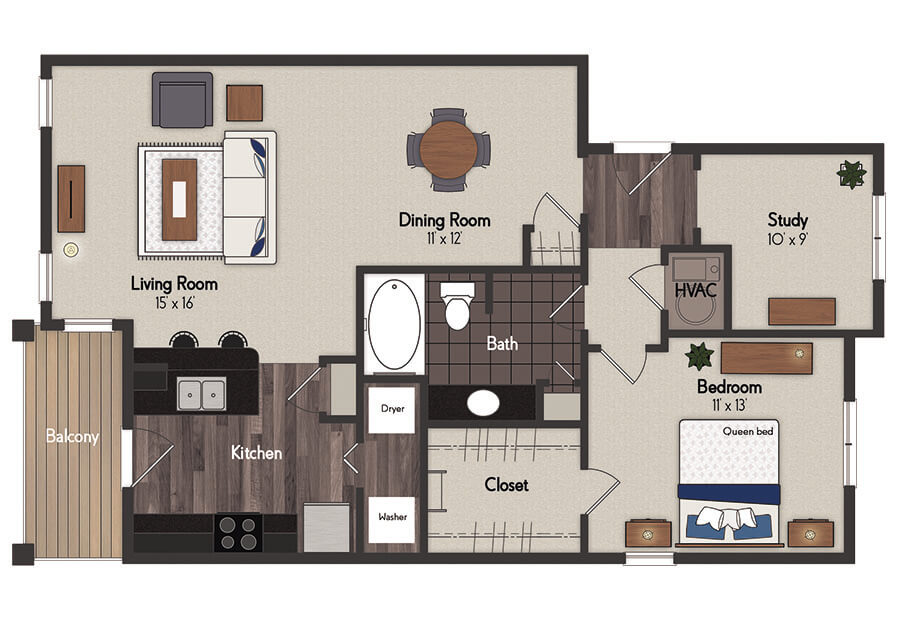 Colorado 1 Bedroom Floorplan