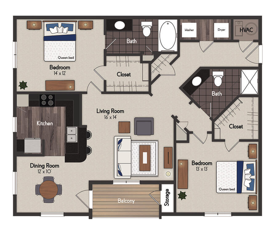 Columbia 2 Bedroom Floorplan