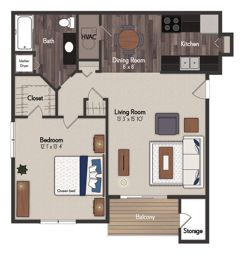 Coronado 1 Bedroom Floorplan