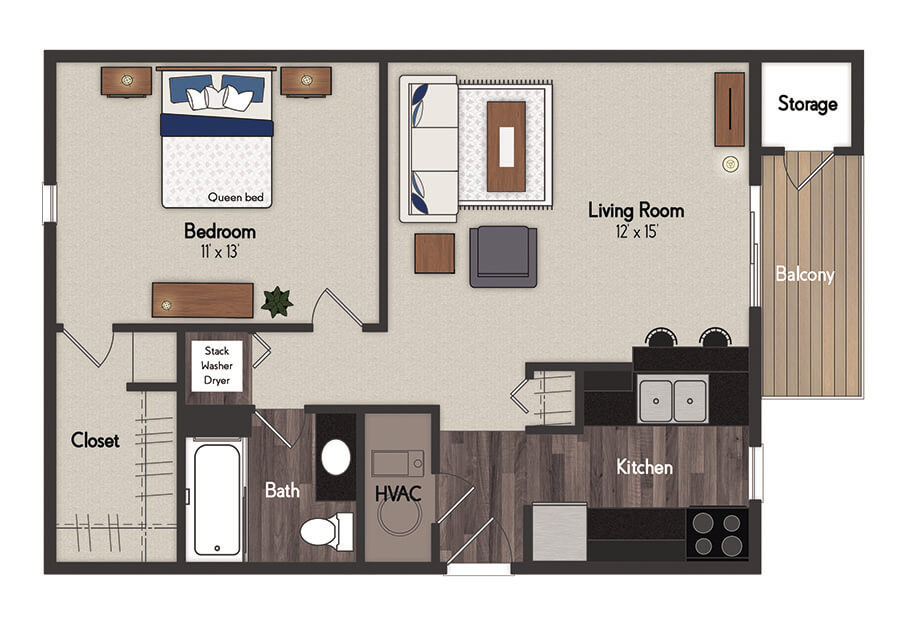 Cottonwood 1 Bedroom Floorplan