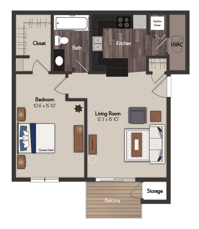 Cumberland 1 Bedroom Floorplan