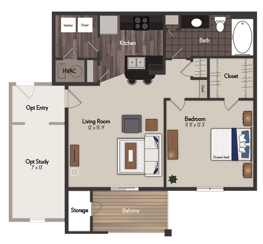 Delaware 1 Bedroom Floorplan