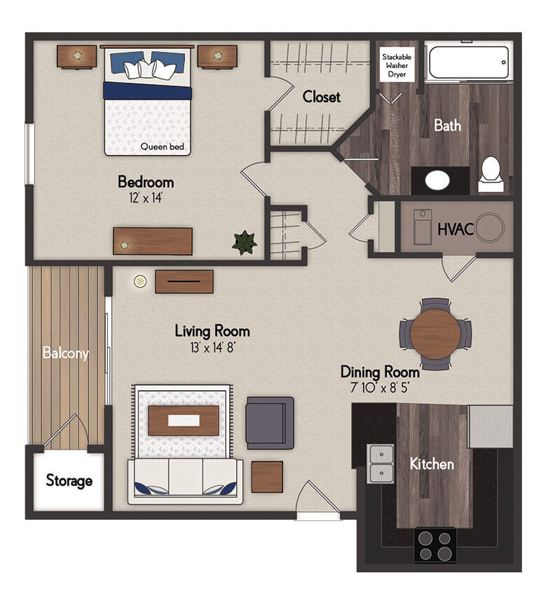Denali 1 Bedroom Floorplan