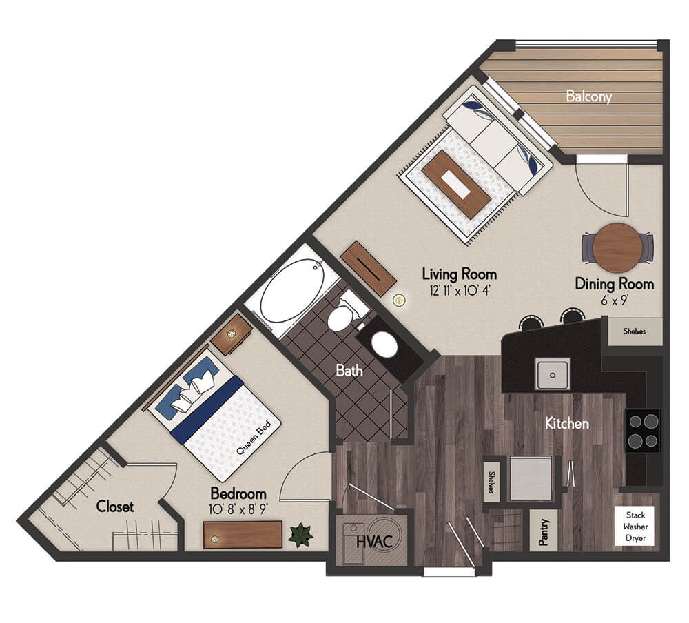 Dundee 1 Bedroom Floorplan