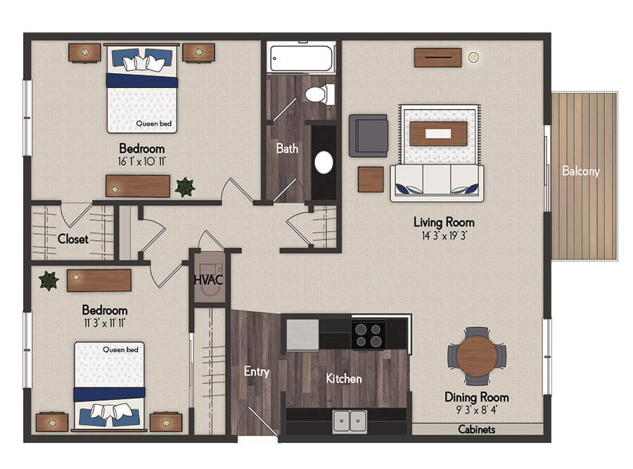 Essex 2 Bedroom Floorplan