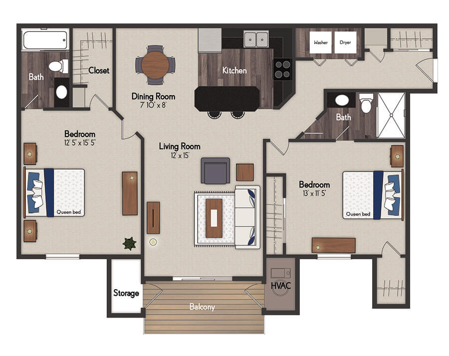 Everest 2 Bedroom Floorplan