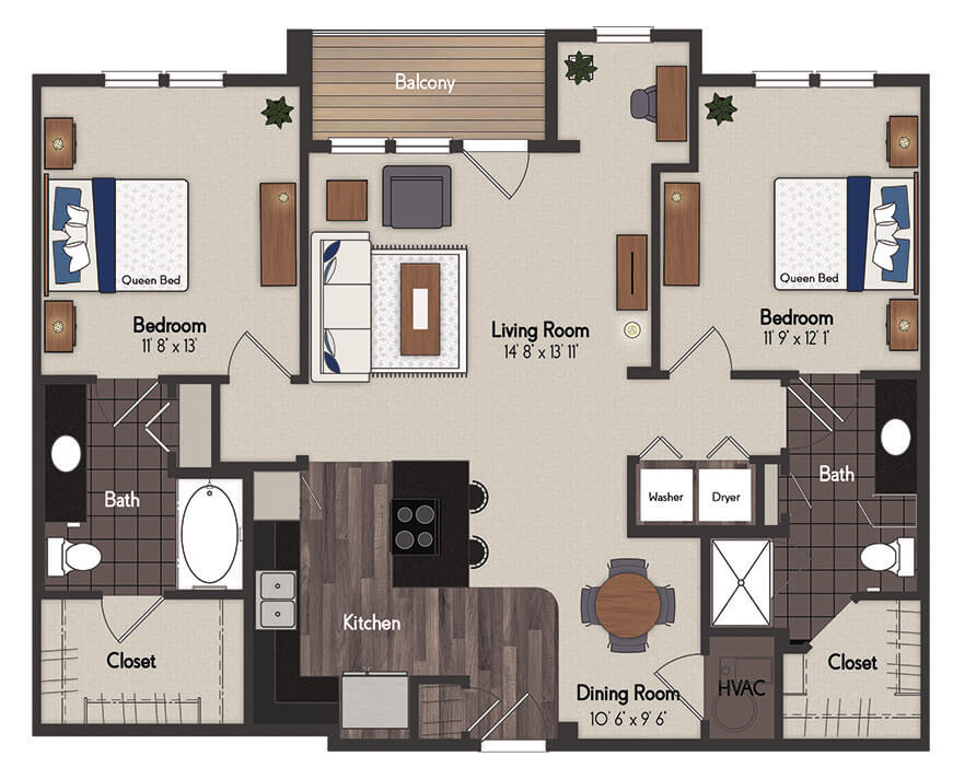 Farnam 2 Bedroom Floorplan