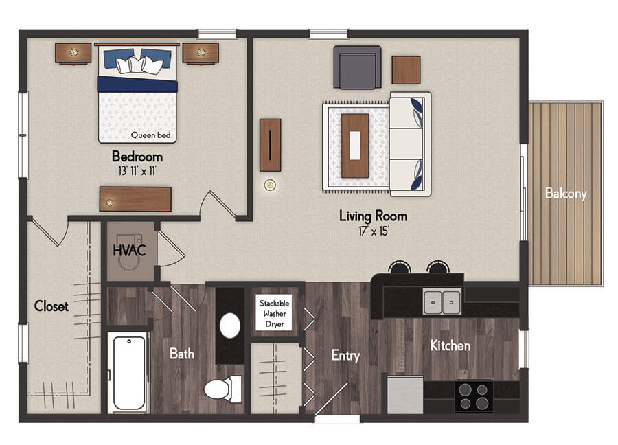 Gable 1 Bedroom Floorplan