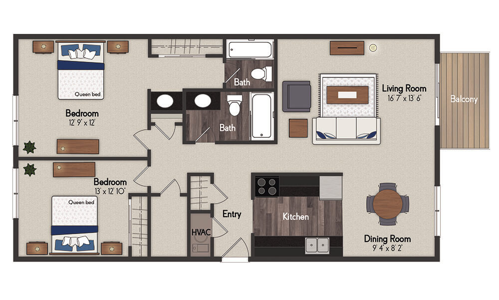Gold Coast 2 Bedroom Floorplan