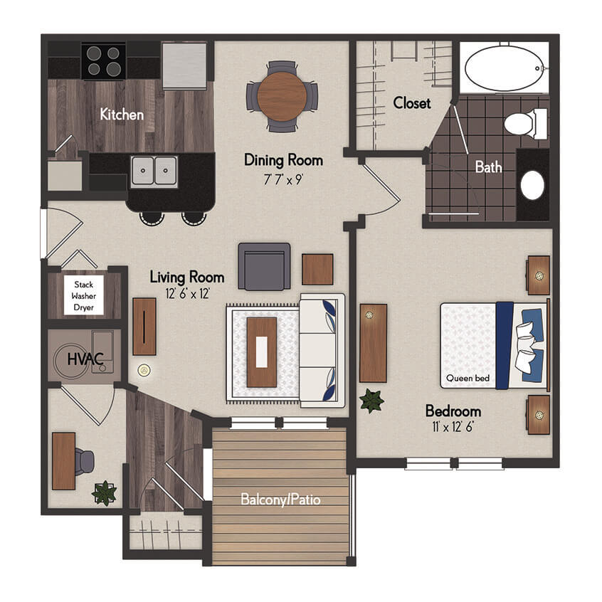 Hamilton 1 Bedroom Floorplan