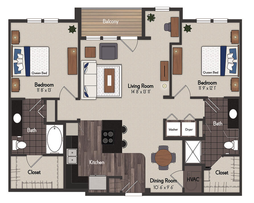 Hampton 2 Bedroom Floorplan