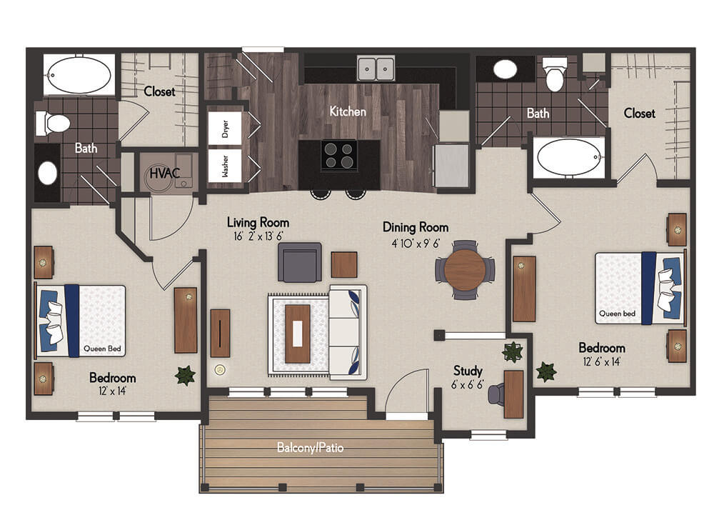 Harney 2 Bedroom Floorplan