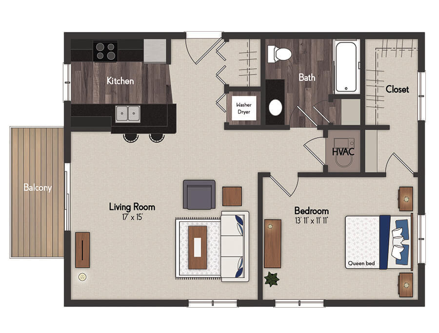 Hartford 1 Bedroom Floorplan