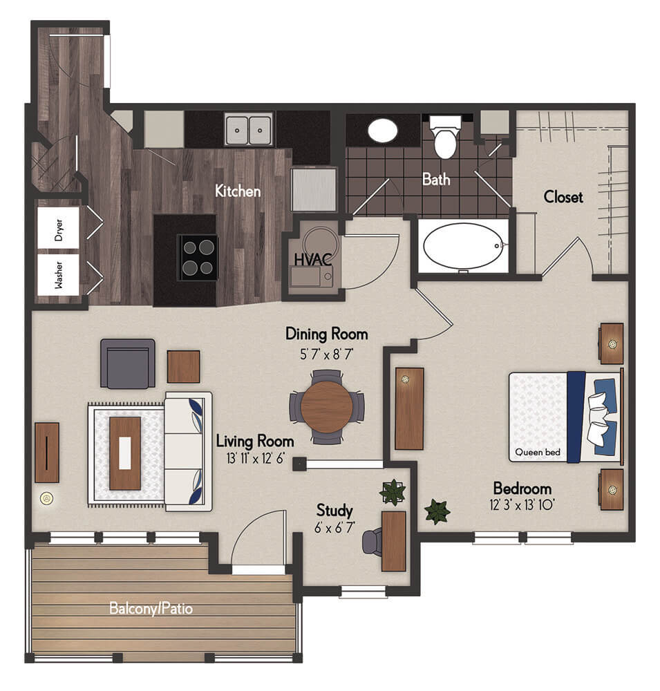 Howard 1 Bedroom Floorplan