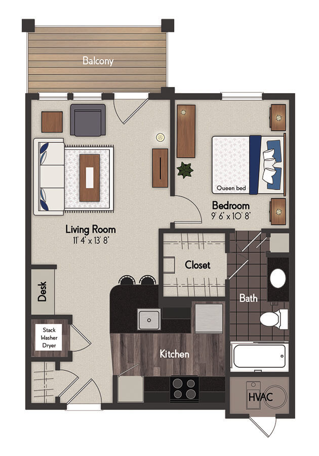 Jackson 1 Bedroom Floorplan