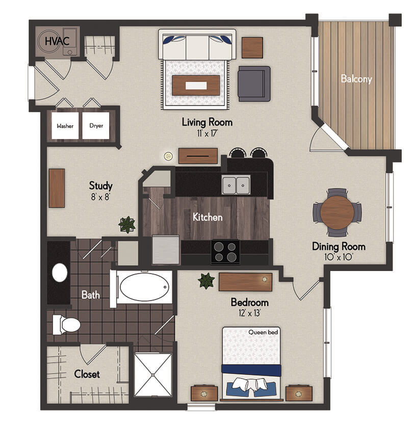 Johnston 1 Bedroom Floorplan