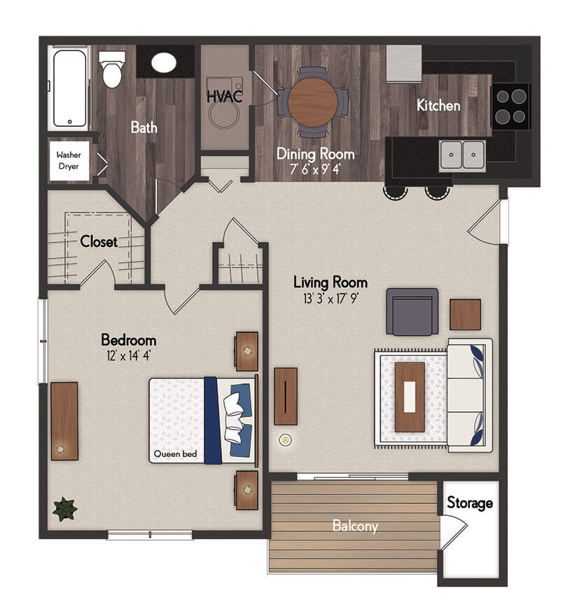 La Jolla 1 Bedroom Floorplan