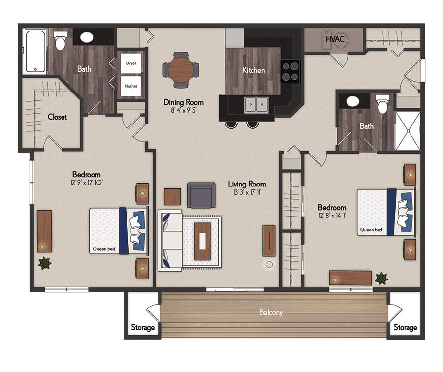 Laguna 2 Bedroom Floorplan