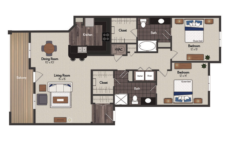 Loup 2 Bedroom Floorplan