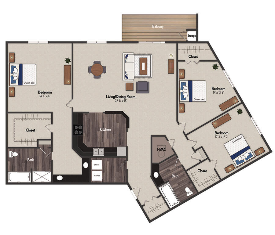 Monaco 3 Bedroom Floorplan