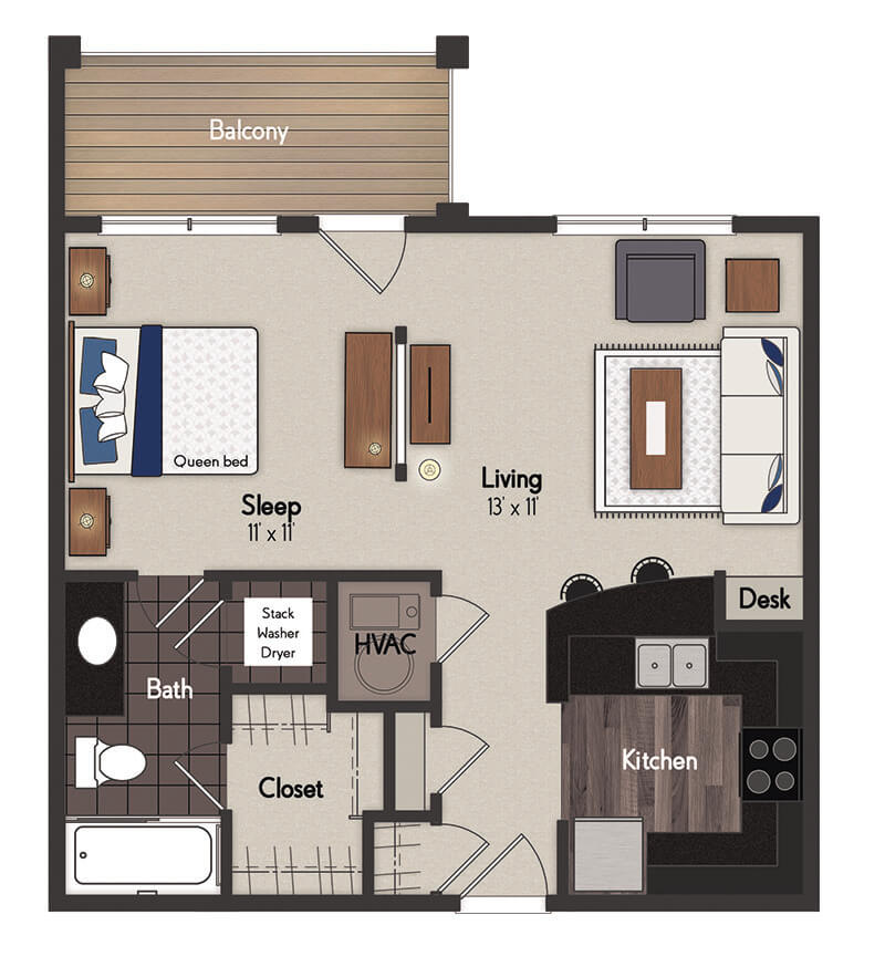 Monroe Studio Floorplan