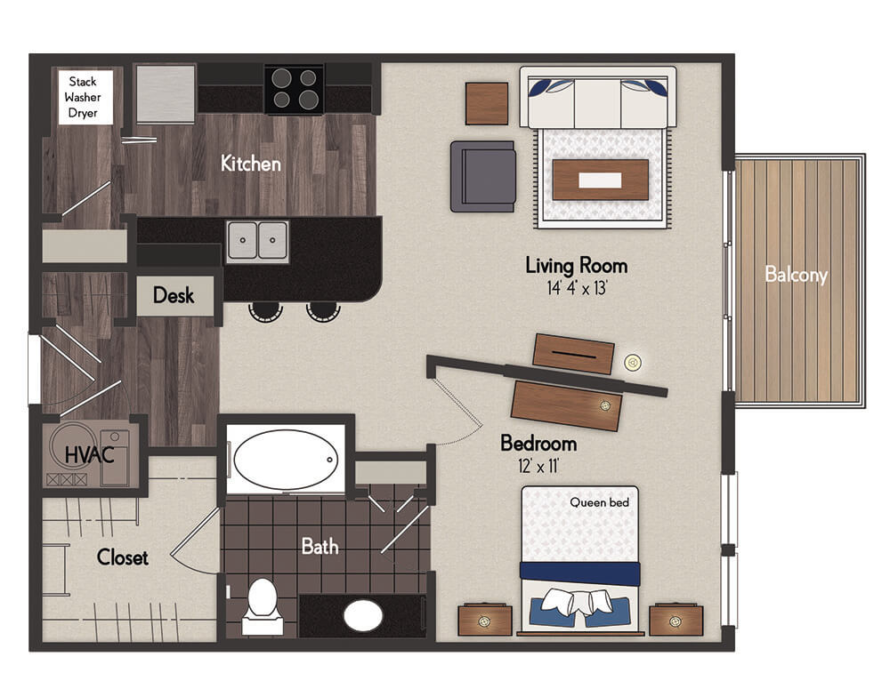Orpheum 1 Bedroom Floorplan