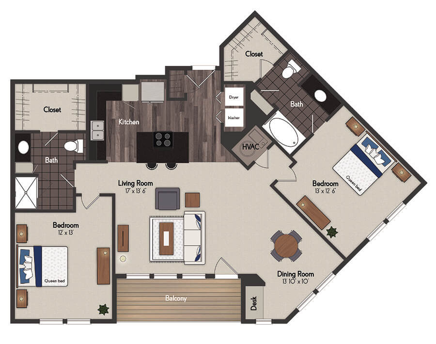 Poppleton 2 Bedroom Floorplan