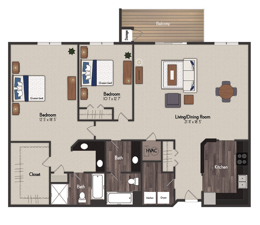 Portofino 2 Bedroom Floorplan