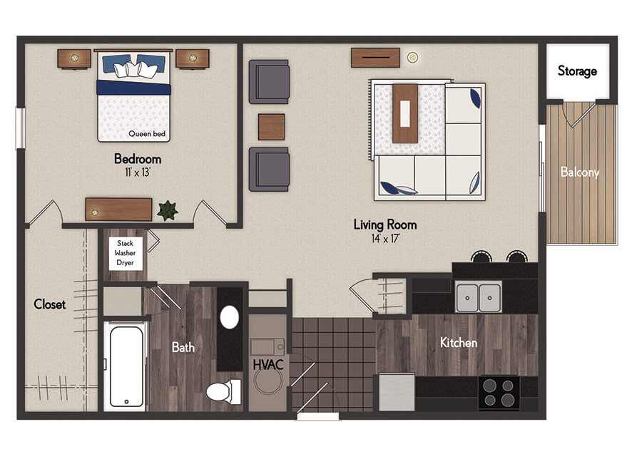 Providence 1 Bedroom Floorplan