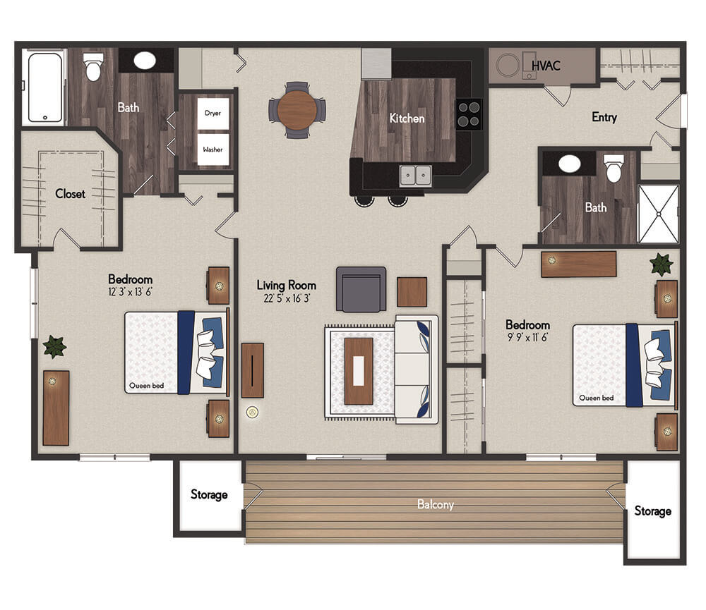 Regency 2 Bedroom Floorplan