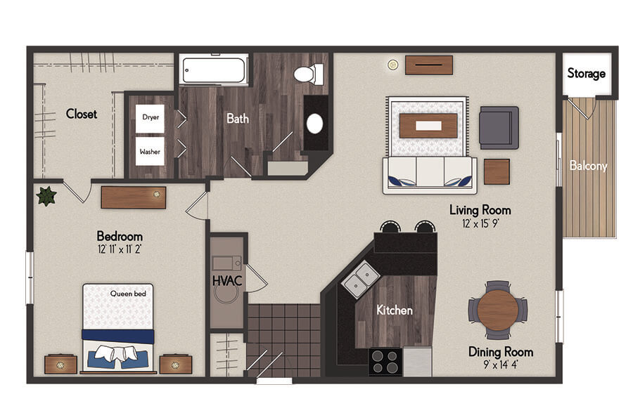Rio Grande 1 Bedroom Floorplan