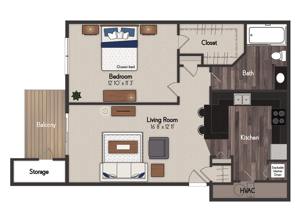 Rockbrook 1 Bedroom Floorplan