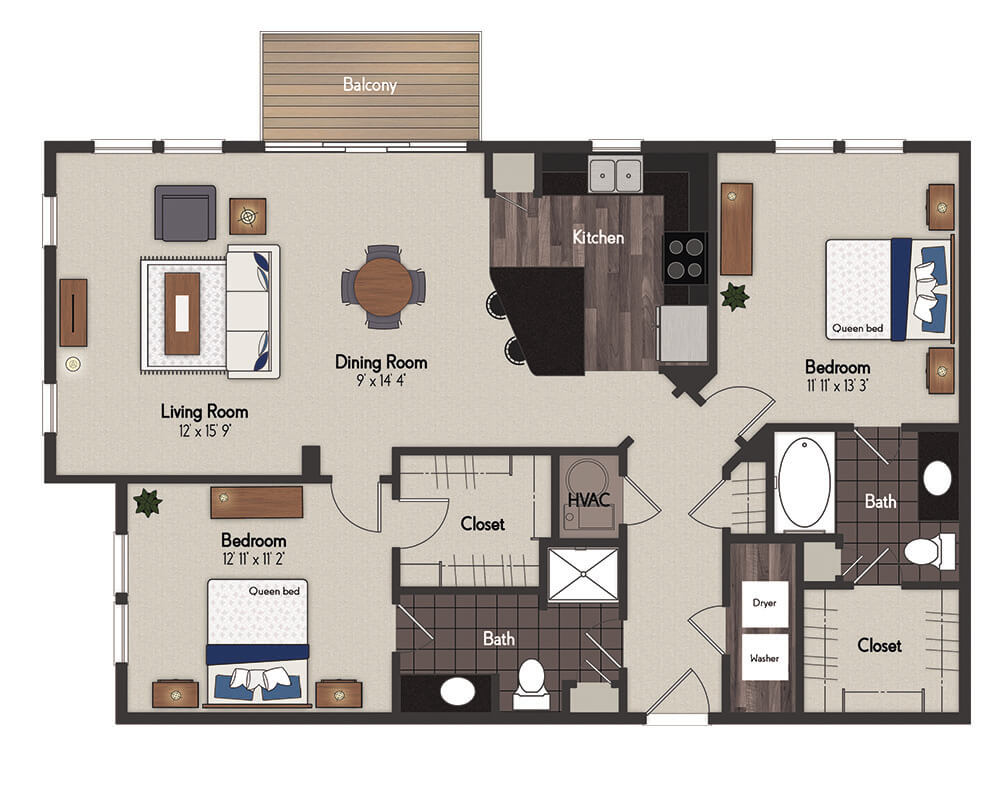 Rockwell 2 Bedroom Floorplan