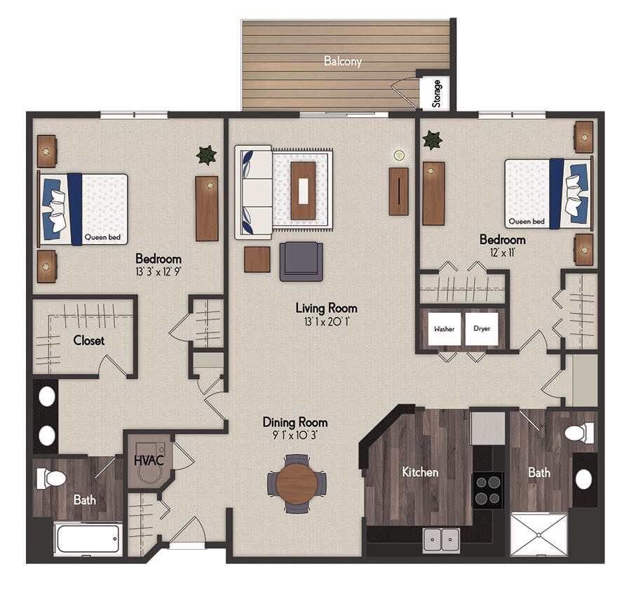 Sicily 2 Bedroom Floorplan