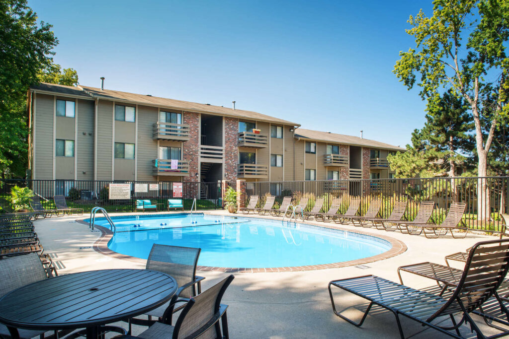 The pool outside Spring Tree by Broadmoor.