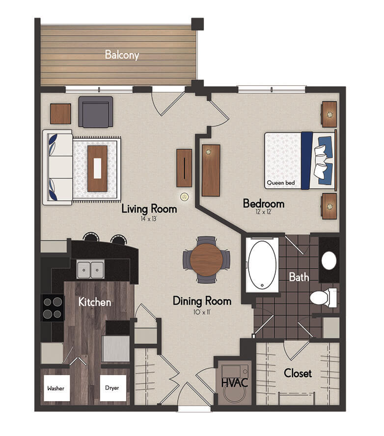 Summit 1 Bedroom Floorplan