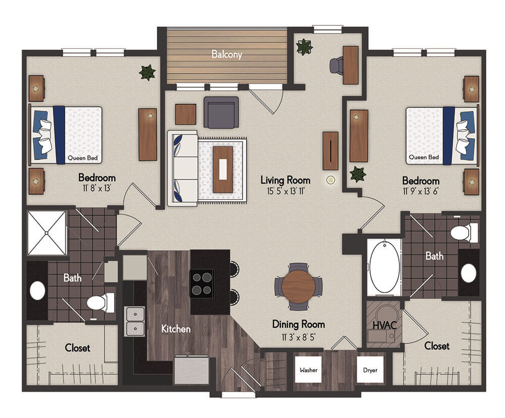 Union 2 Bedroom Floorplan