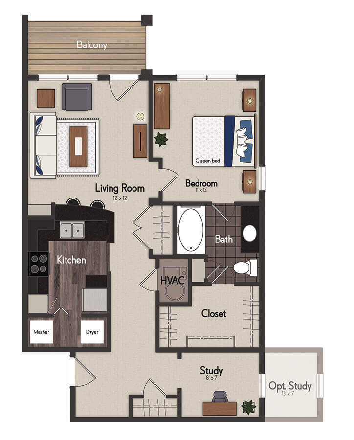 Urbandale 1 Bedroom Floorplan