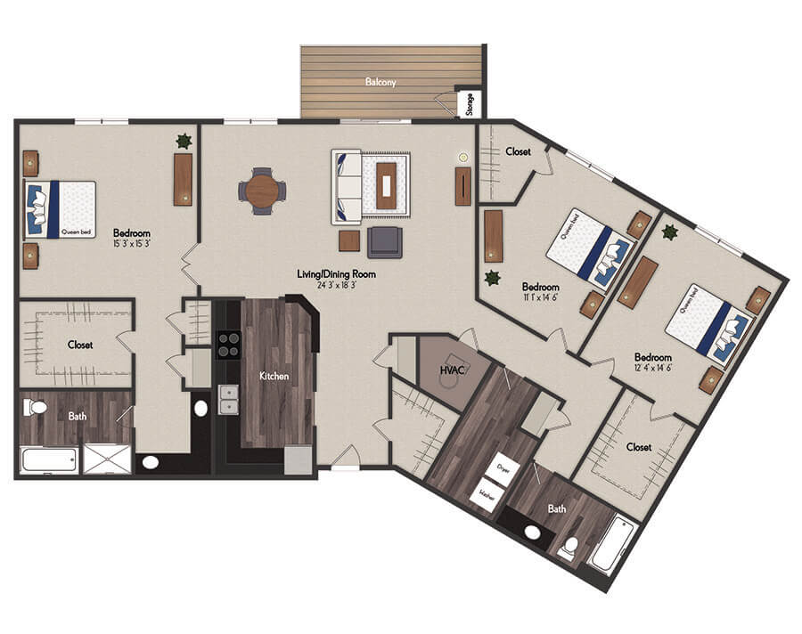 Venice 3 Bedroom Floorplan