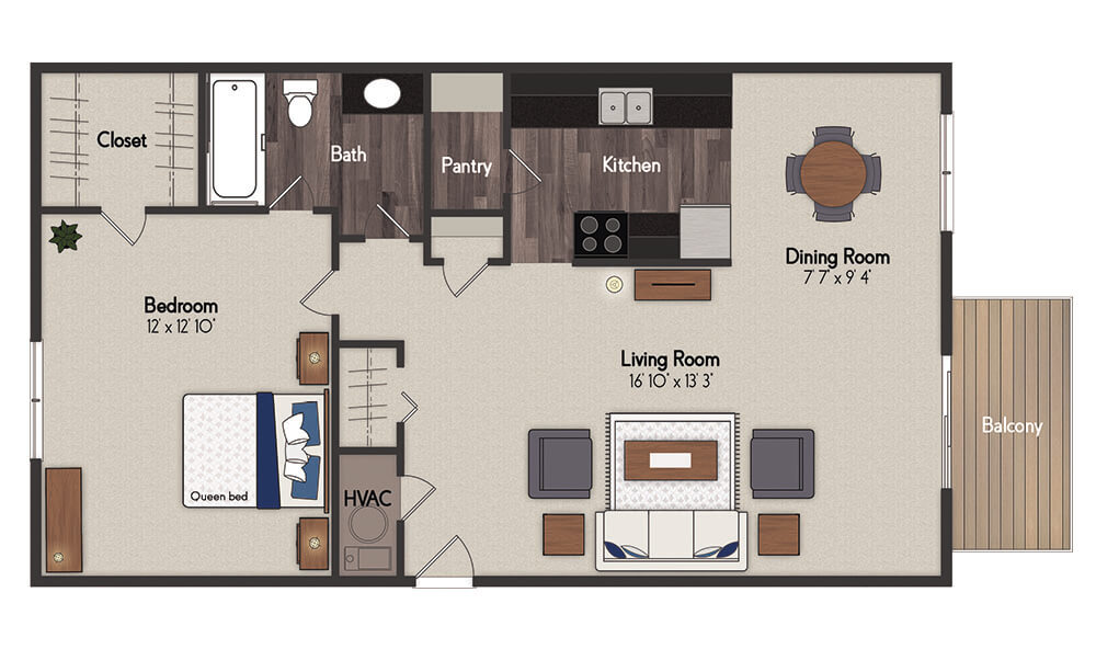 Vinton 1 Bedroom Floorplan